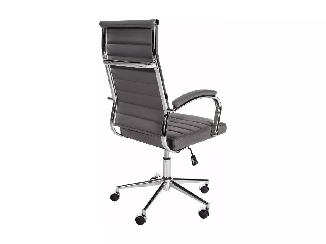 Chaise de bureau - Véritable cuir & Blanc - Gris - Mollis