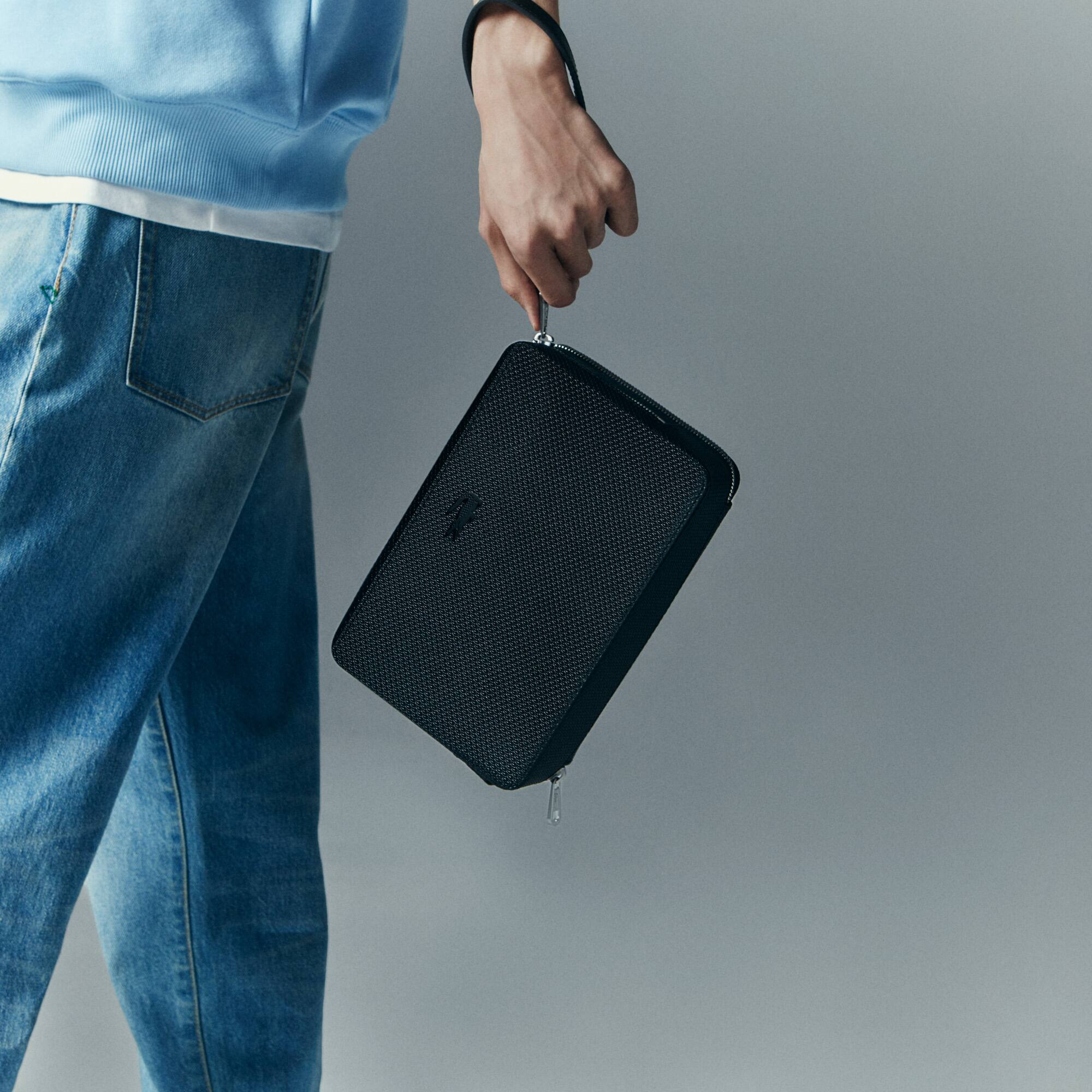 Herren CHANTACO Brieftasche aus Piqué-Leder mit Reißverschluss Geldbörsen & Kleinlederwaren - Schwarz - Lacoste - Herren