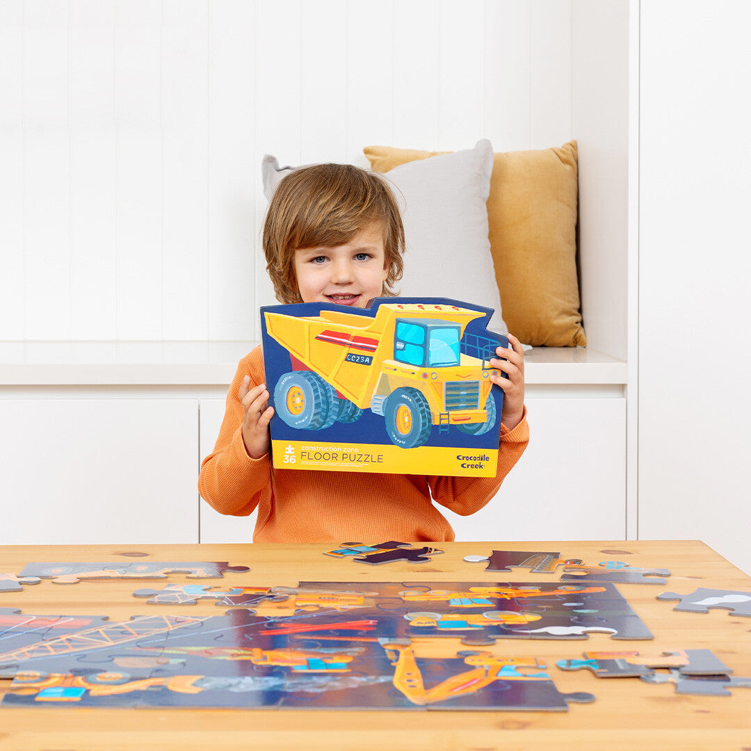 Crocodile creek vloerpuzzel bouwplaats - 36st