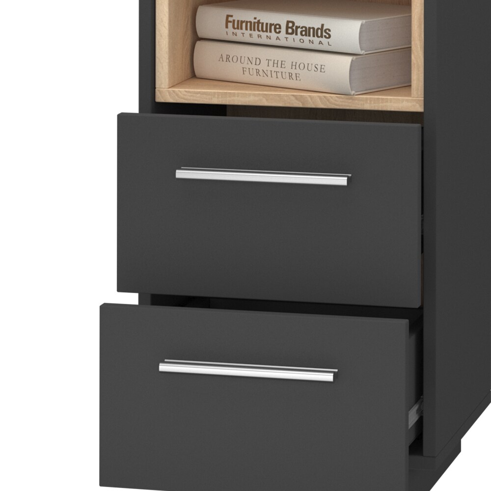 Vicco Nachtschrank Nachttisch Nachtkommode 2er Set Beatrice Anthrazit 2 Schubladen