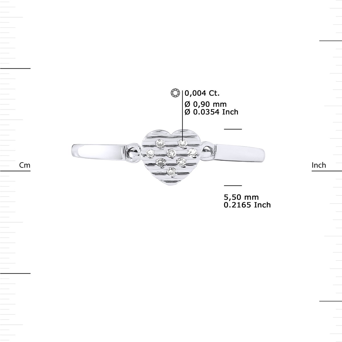 Bague COEUR Diamants 0,032 Cts Or Blanc