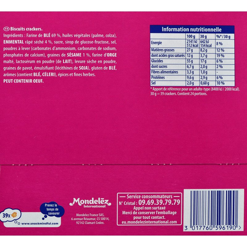 Assortiment de crackers extra-fins Tradition Belin - Boîte de 720 g