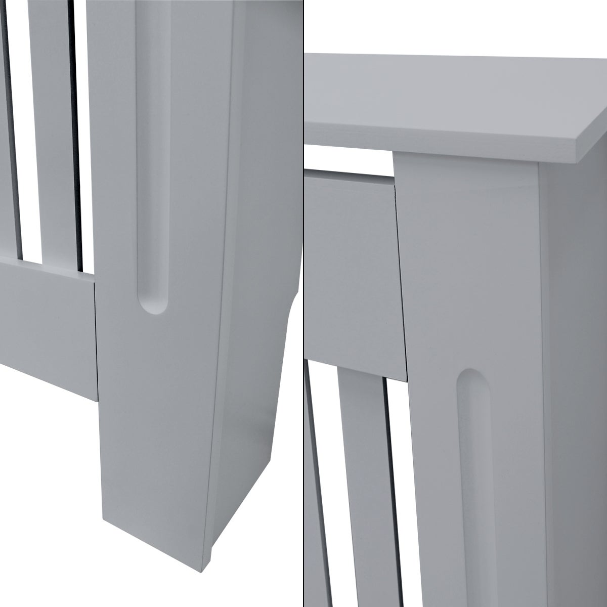 ECD Germany Radiatorbekleding, landelijke stijl, 112x19x82cm, grijs, gelakt MDF, voor slaapkamer, woonkamer, radiatorbekleding