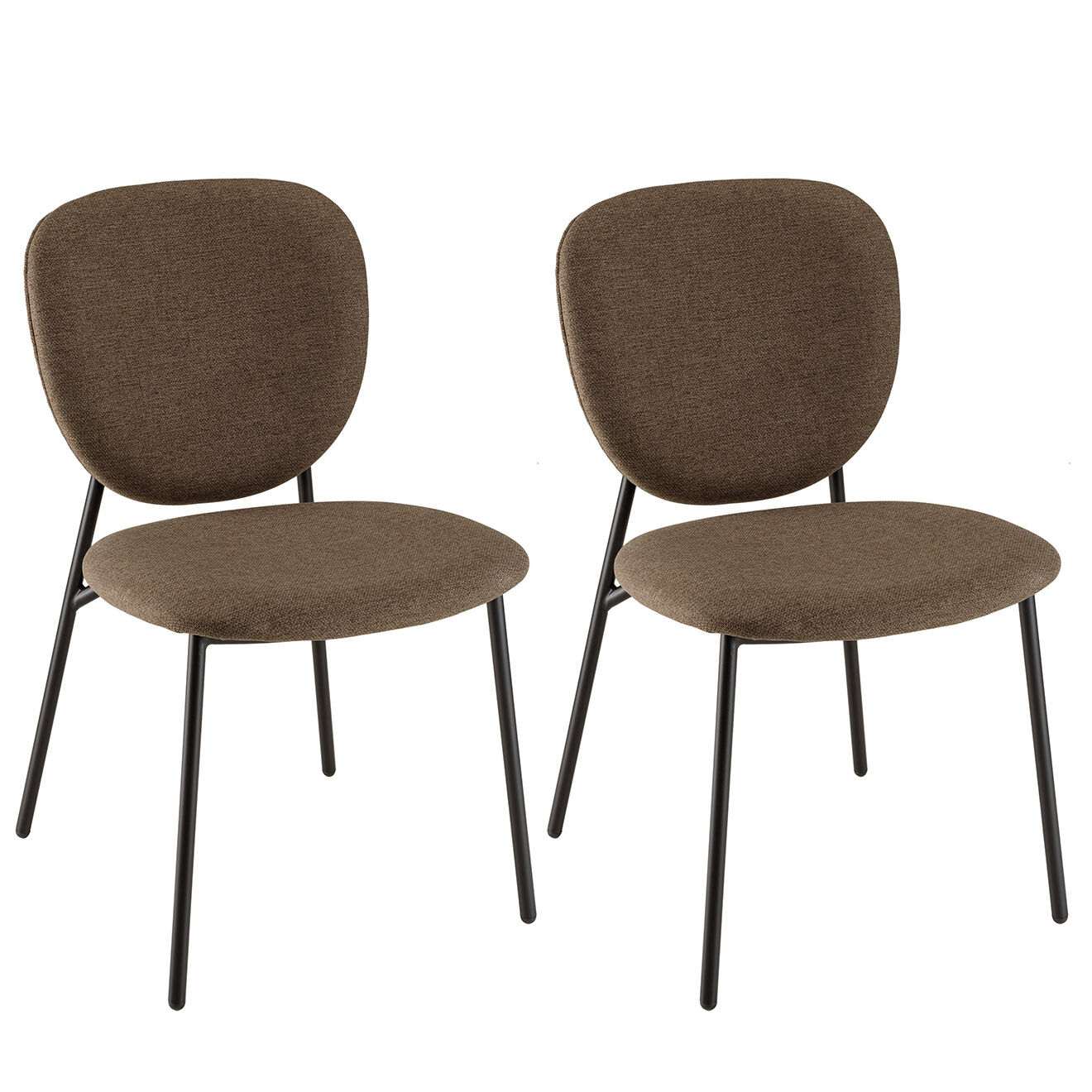 Macabane 2 Chaises en Tissu Tom marron - 48x56x83 cm