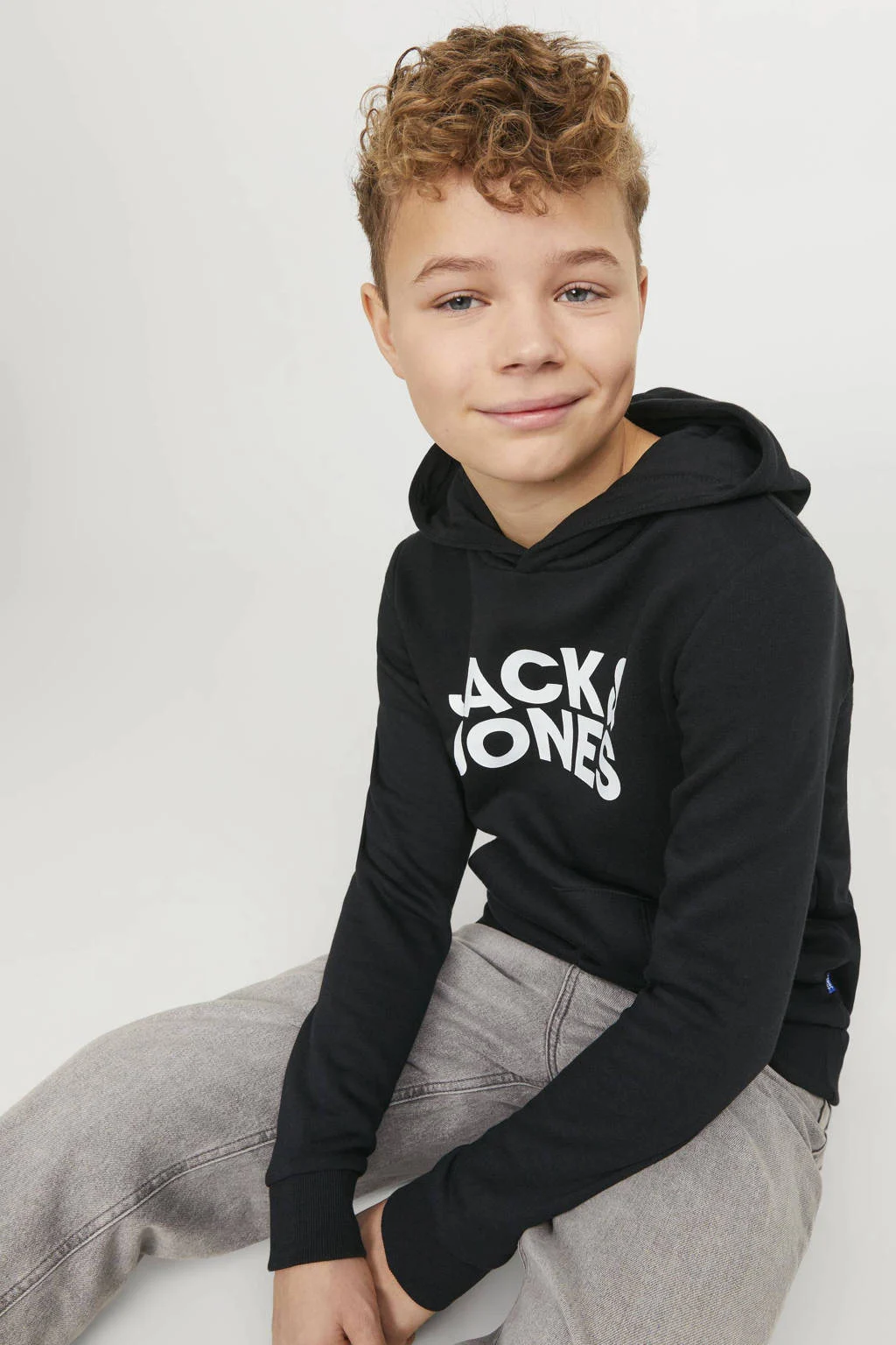 JACK & JONES hoodie JJECORP met logo zwart