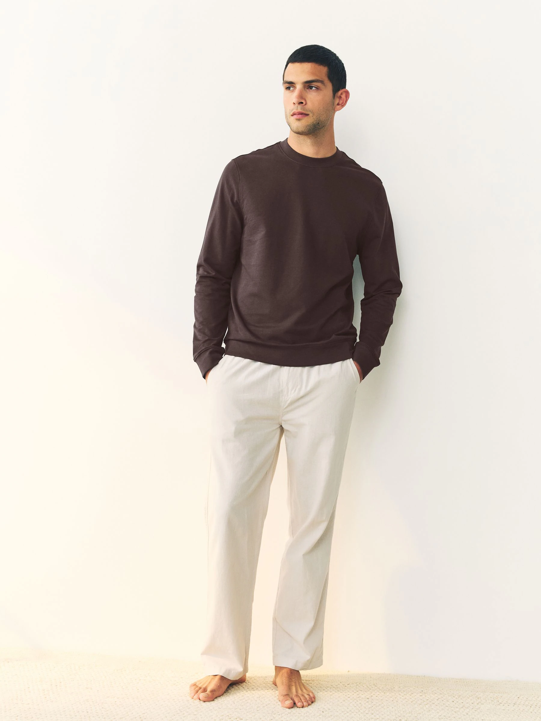 Chocoladebruin - Dun sweatshirt met ronde hals