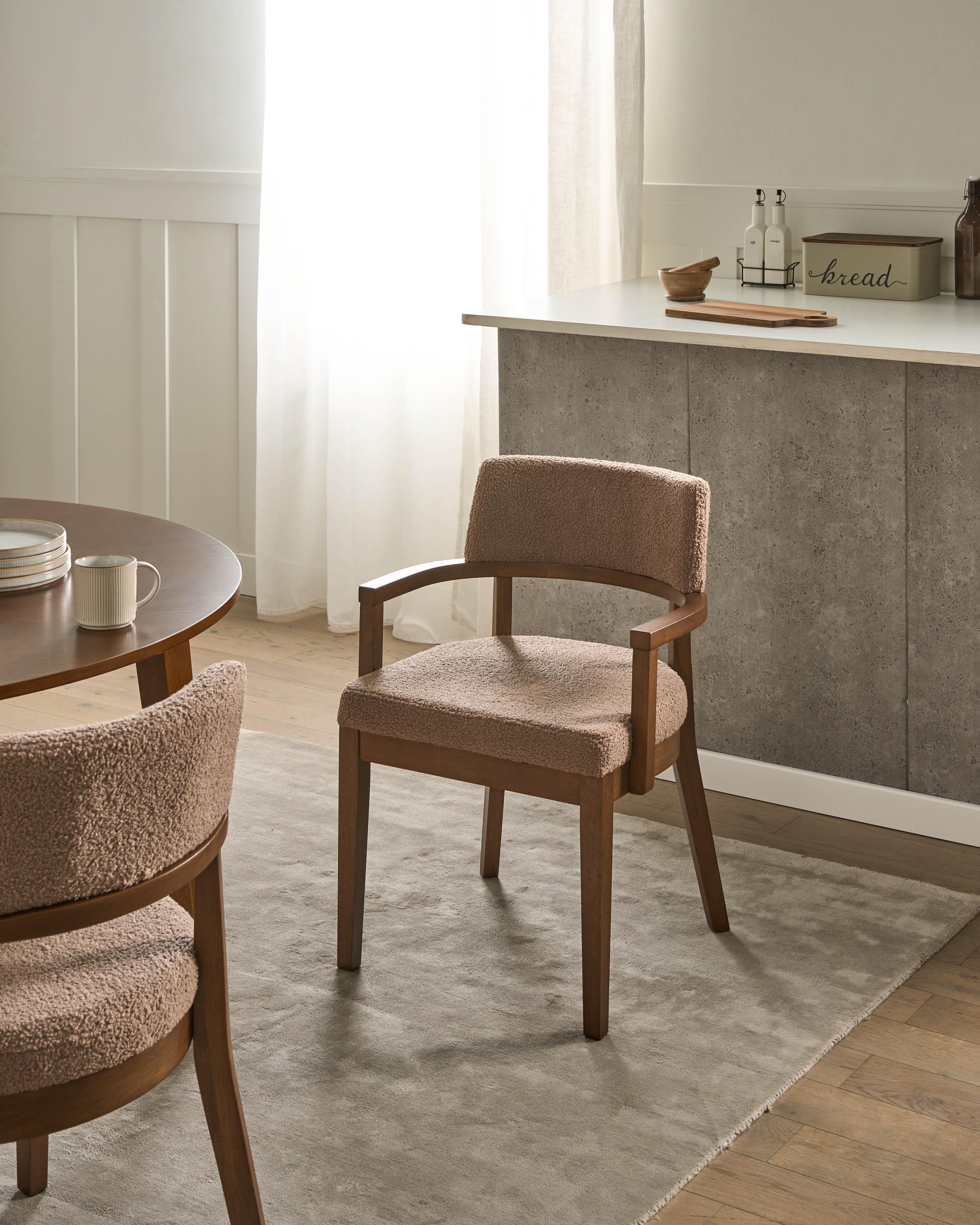 Set van 2 eetkamerstoelen DALBO Bouclé Donkerbruin/taupe