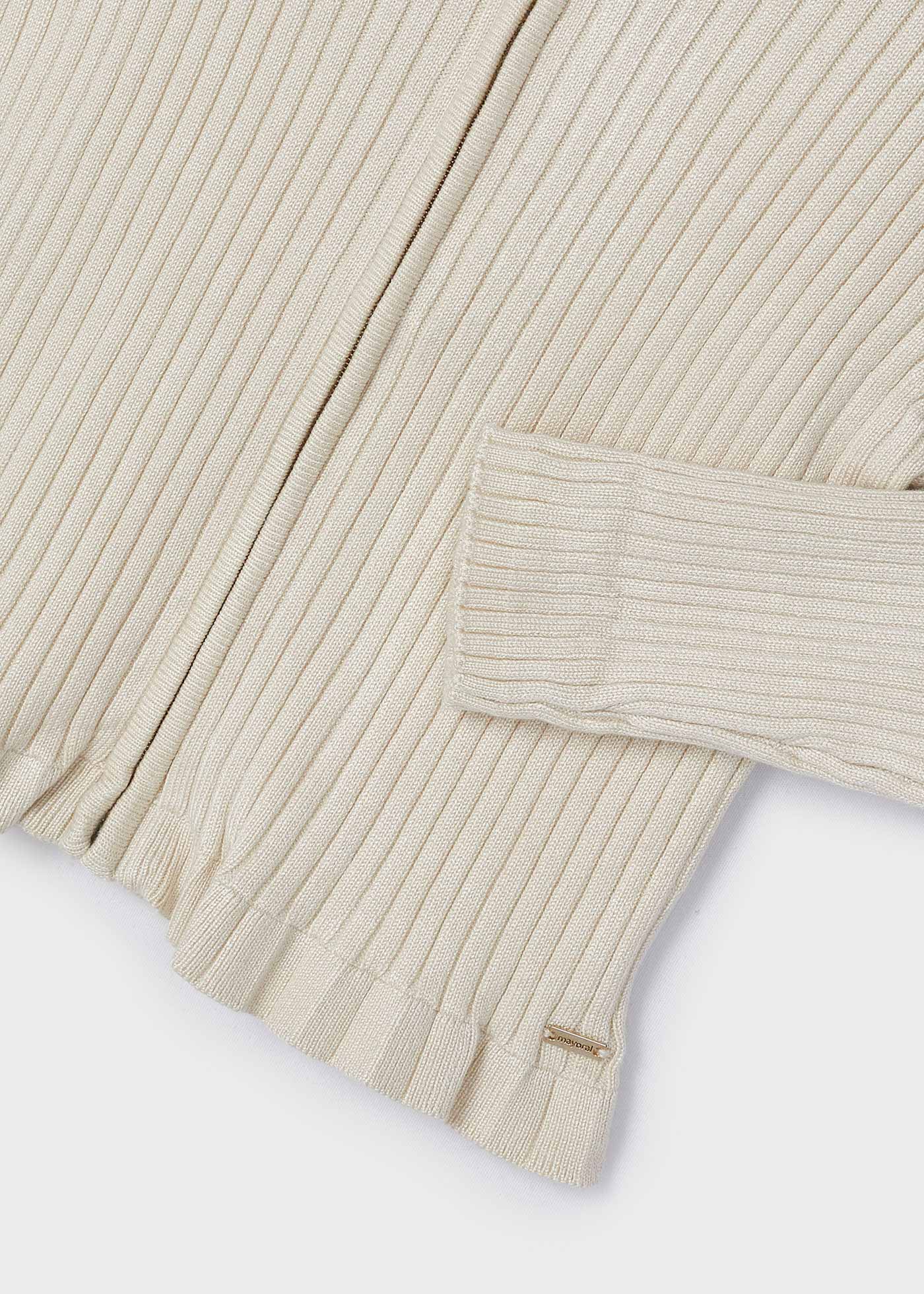 Cardigã canelado de viscose LENZING™ ECOVERO™ para meninas, branco