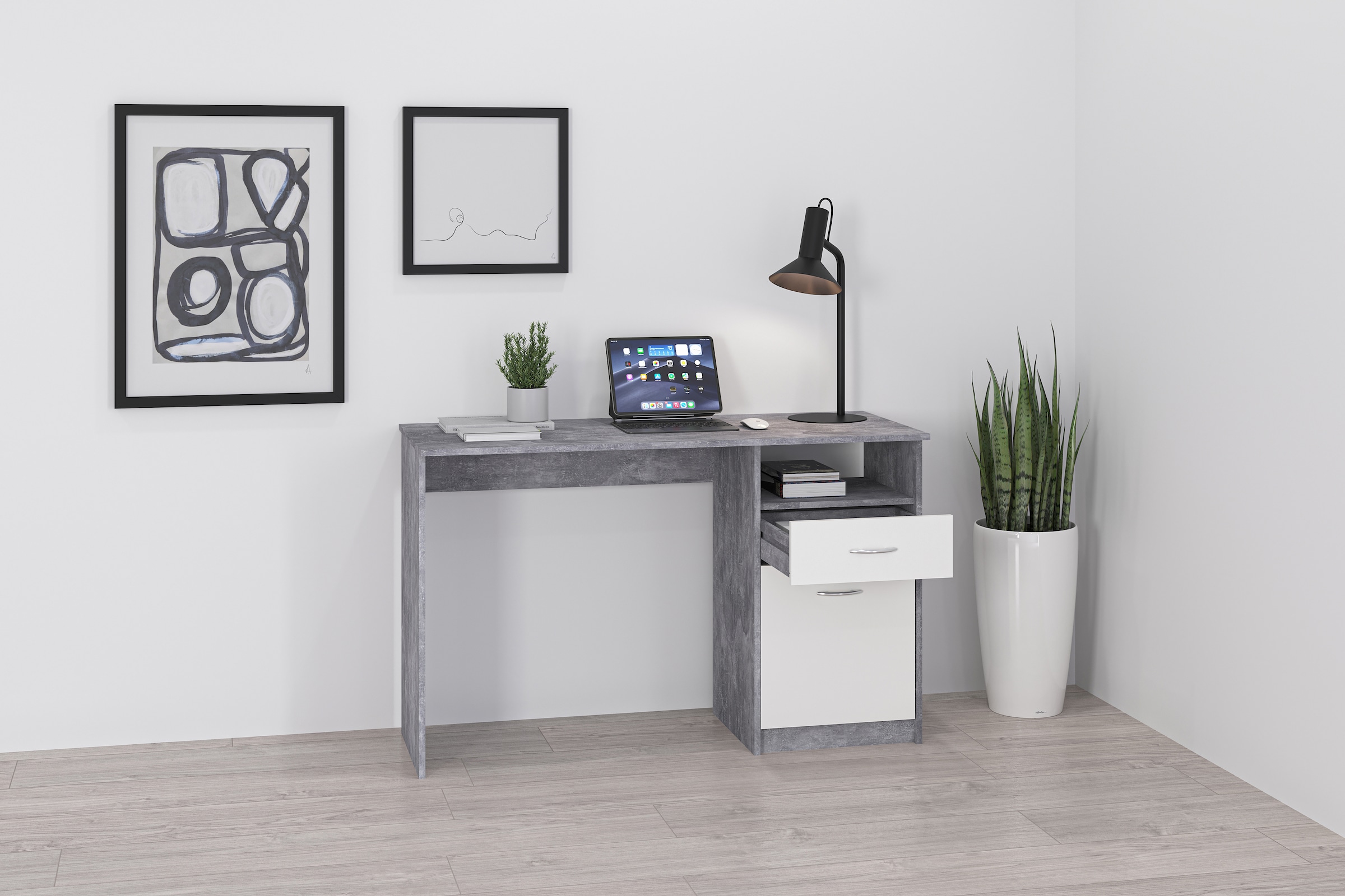 FMD Schreibtisch »Jackson« Bürotisch mit 1 Schubkasten und 1 Tür, 123 cm breit