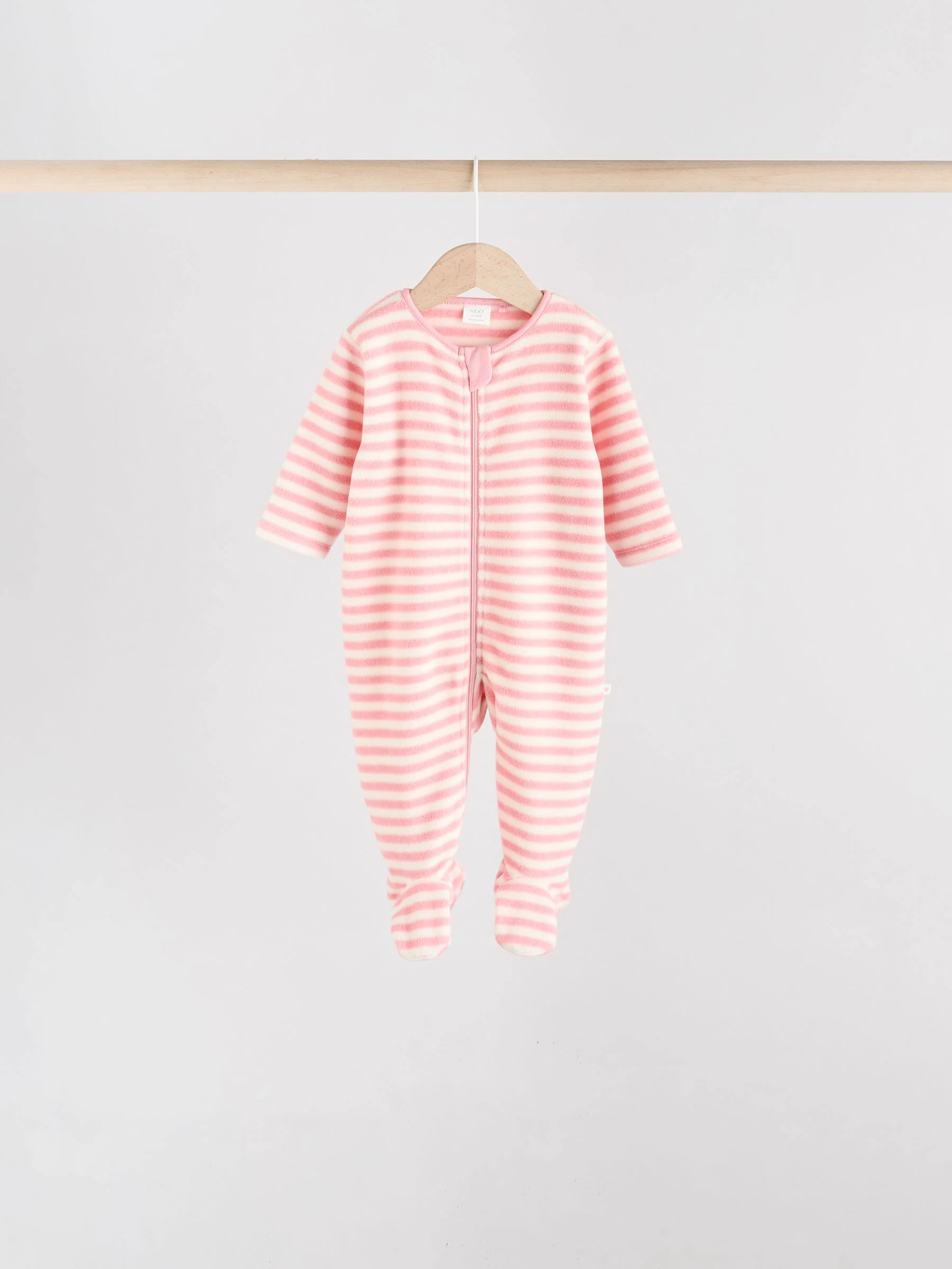 Roze - Micro Fleece Two Way Zip Baby Sleepsuit