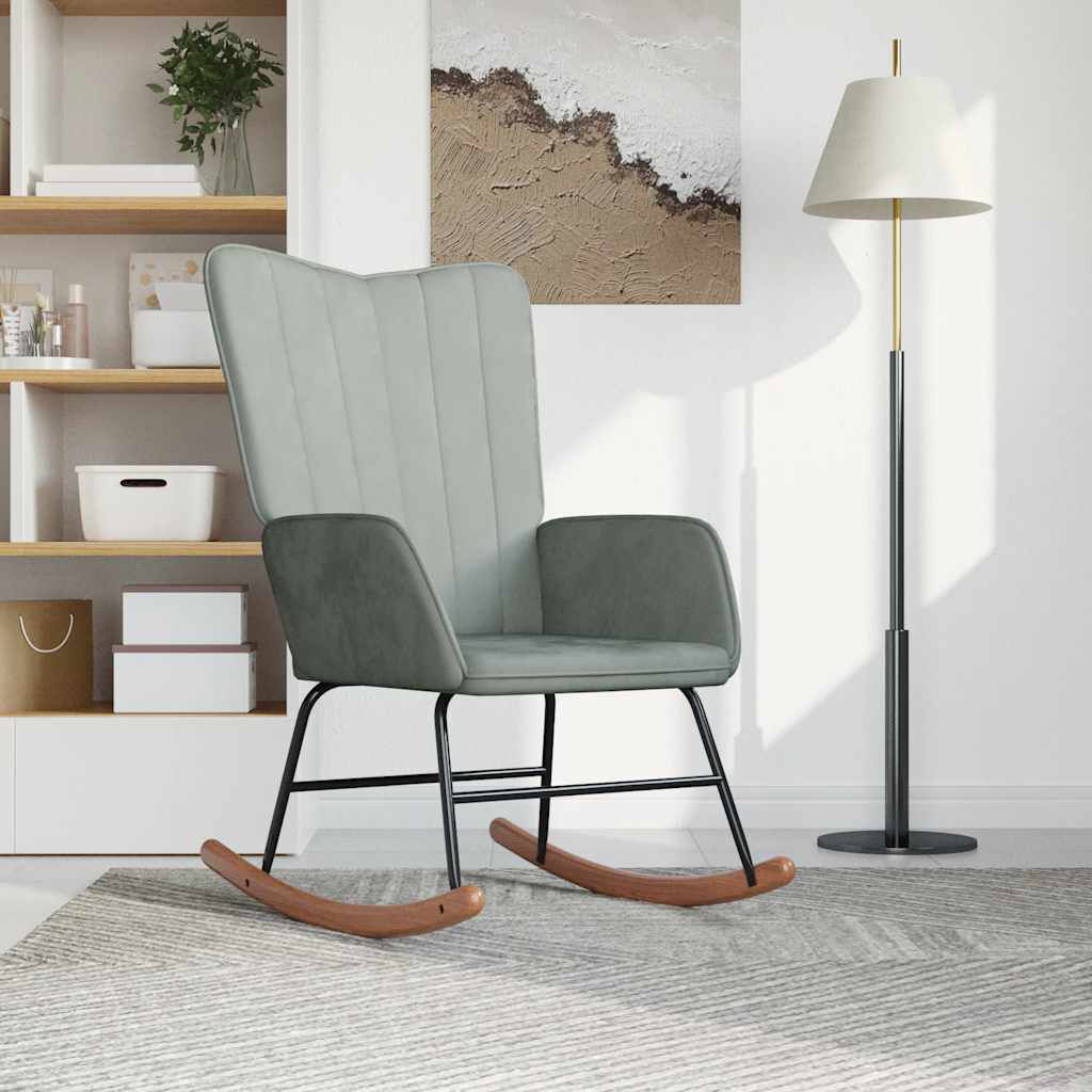 vidaXL Schommelstoel Lichtgrijs Bekleed met Fluweel