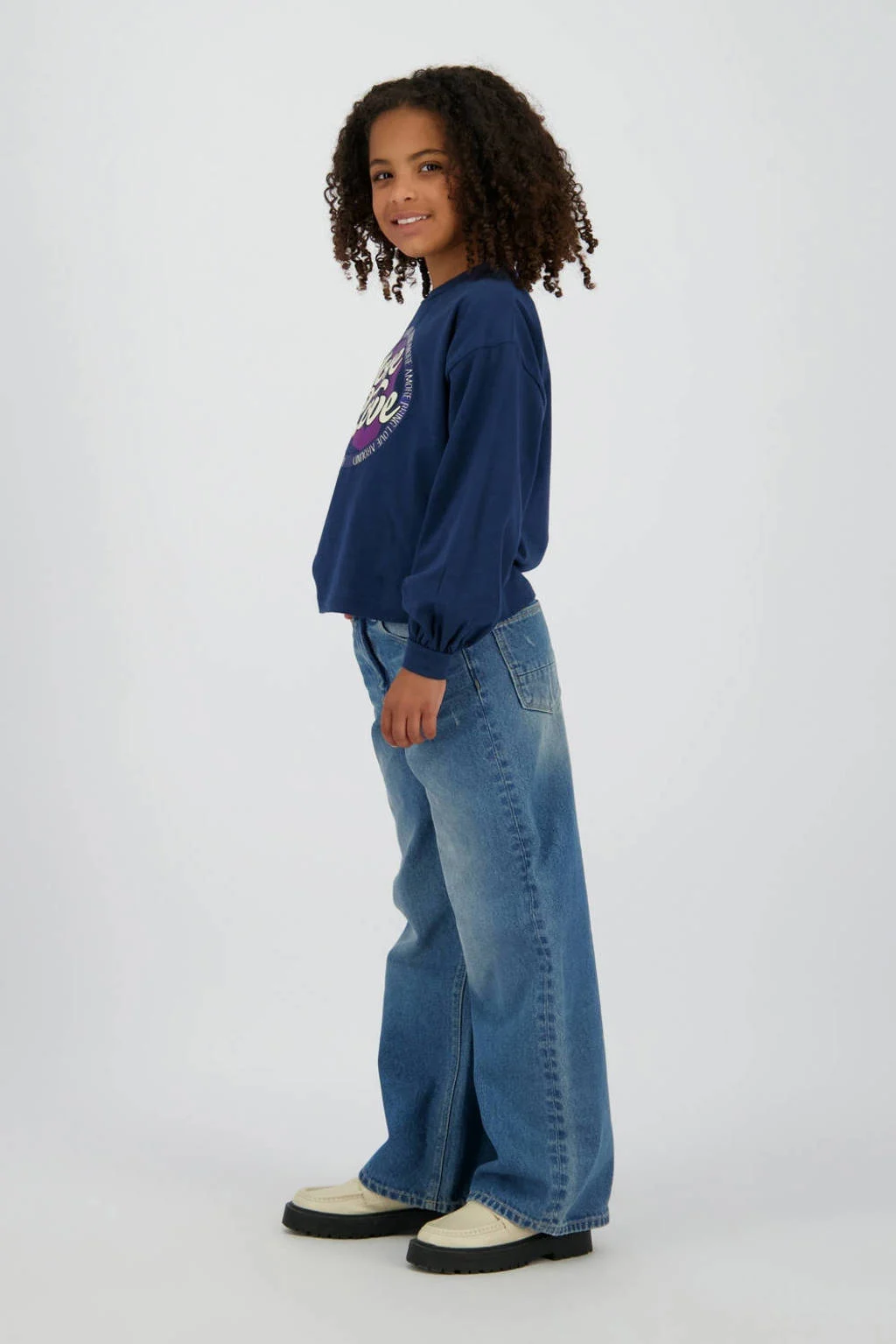 Vingino wide leg baggy jeans medium blue denim