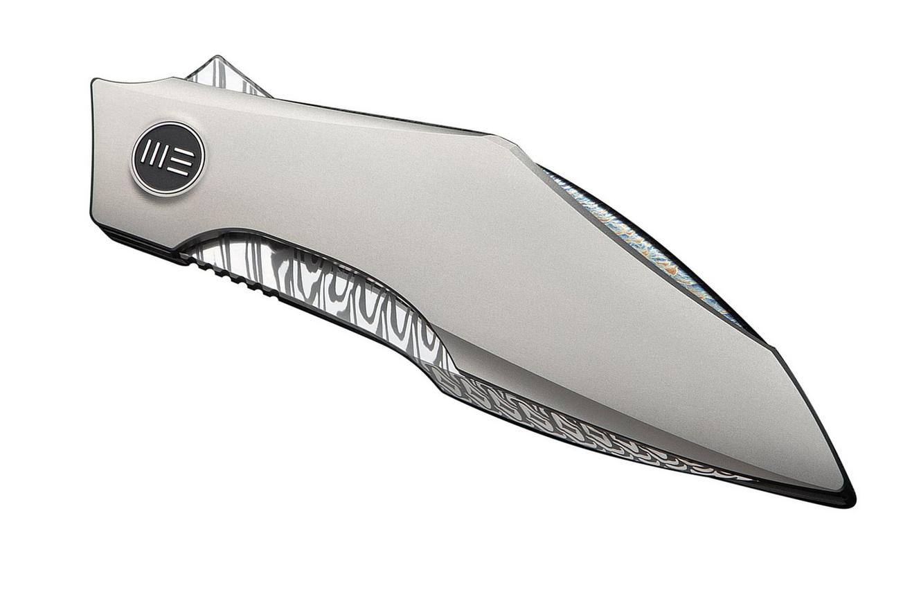 WE Knife Krait Snake WE24084-DS1 Fafnir Damasteel, Gray Titanium, Flamed Hardware, zakmes, Tashi Bharucha design