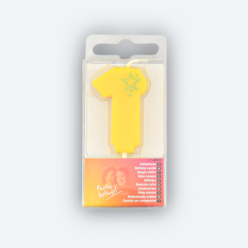 Bougie chiffre 1 jaune