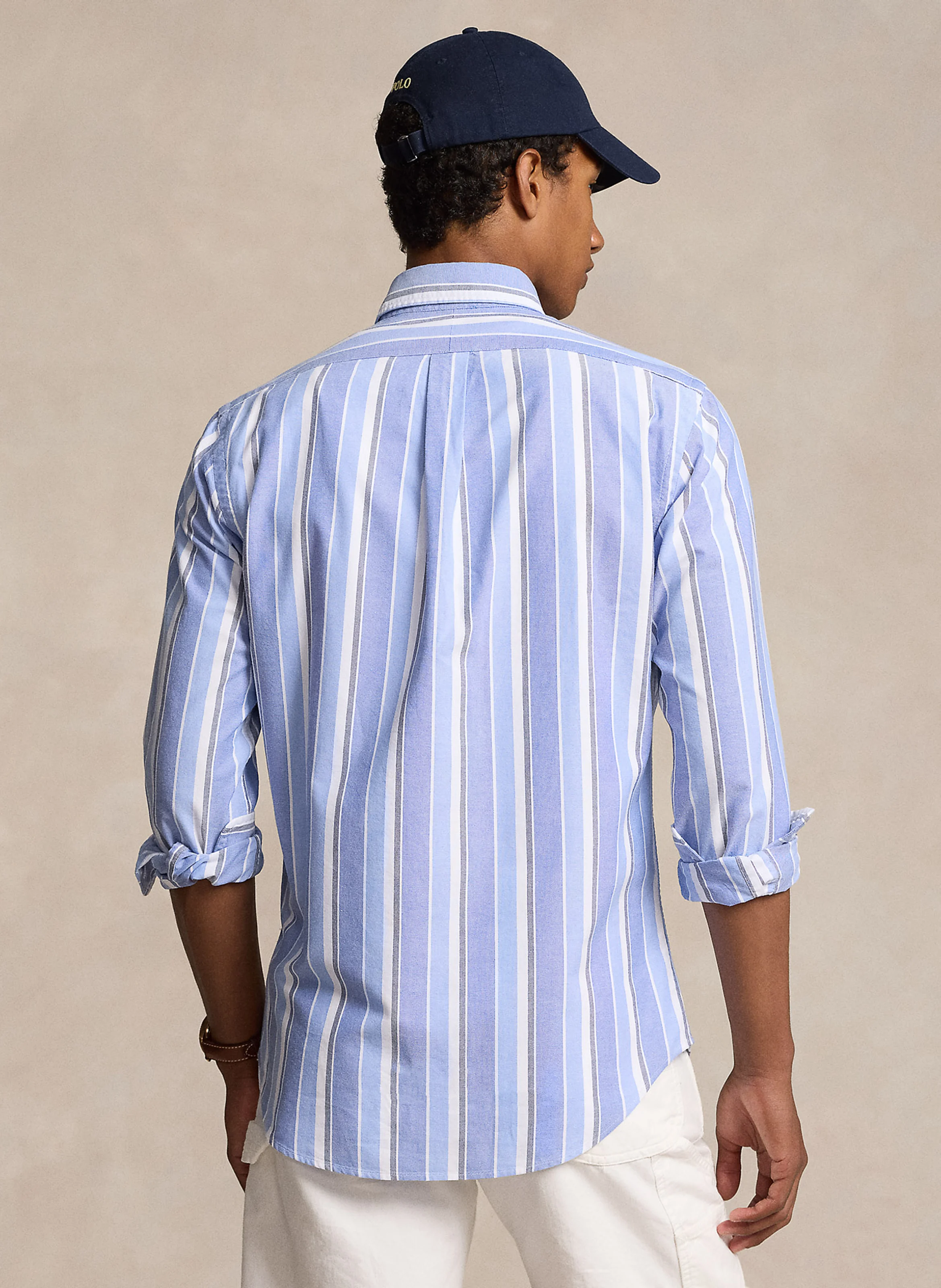 Chemise droite rayée en coton | Blanc
