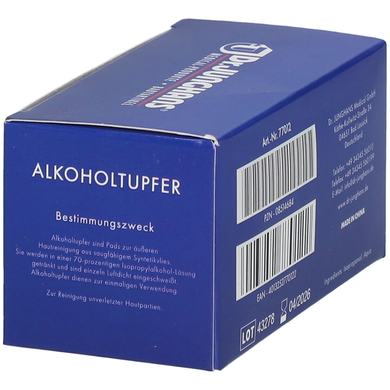 Dr. Junghans® Alkoholtupfer 3 x 6cm steril