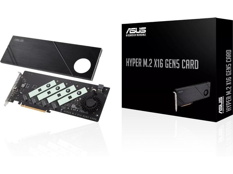 ASUS Host Bus Adapter Hyper M.2 x16 Gen5 Card Hyper M.2 Karte unterstützt bis zu vier NVMe M.2