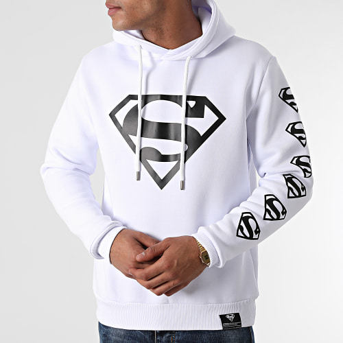 Sweat Capuche BW Front And Sleeve Blanc