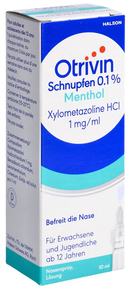 OTRIVIN Schnupfen 0.1 %<br>10 ml, Dosierspray, Nasenspray, Lösung, Menthol