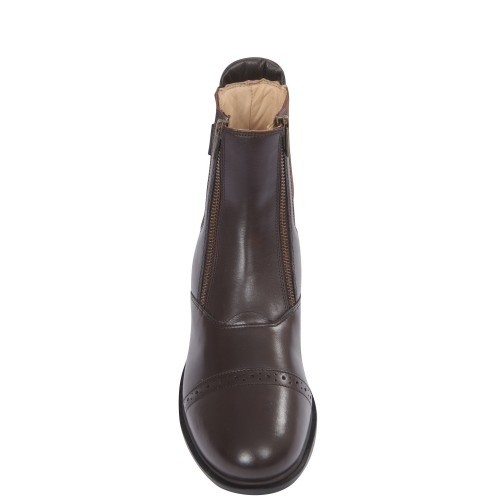 Botas de couro marrom com zíper duplo para adultos