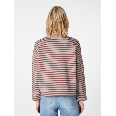 Damen-Sweatshirt gestreift, Rosé-Weinrot