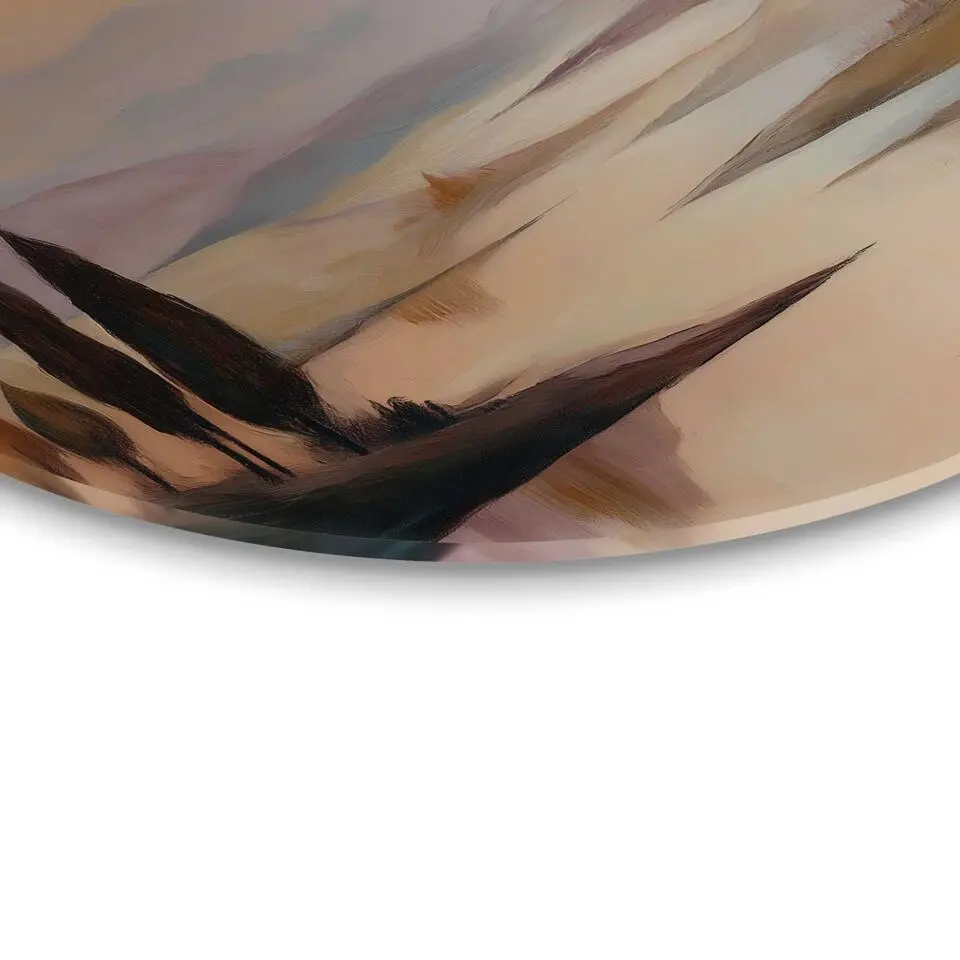 Glasschilderij Landschap II - Ø 50cm - Bruin