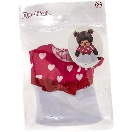 Sekiguchi Monchhichi Kleidung Herzchenkleid rot-weiß