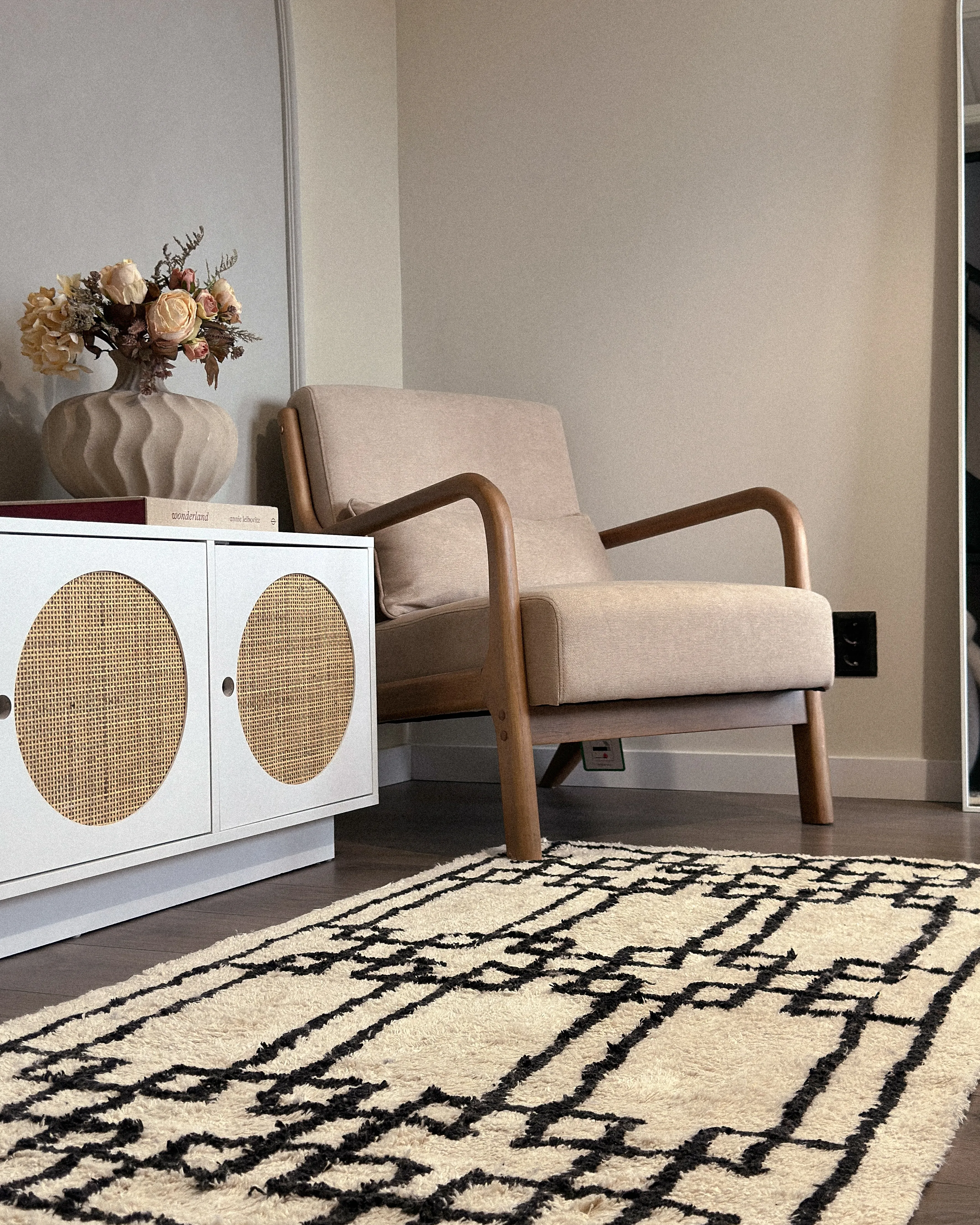 Vloerkleed TURHAL Beige 160 x 230 cm Katoen