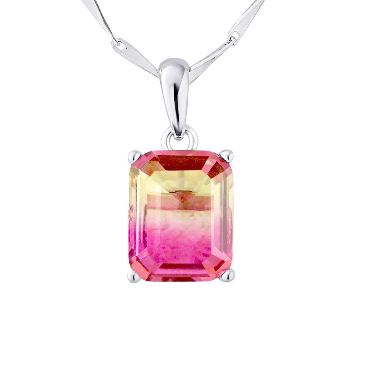 Collier RECTANGLE - Cristal - Argent 925