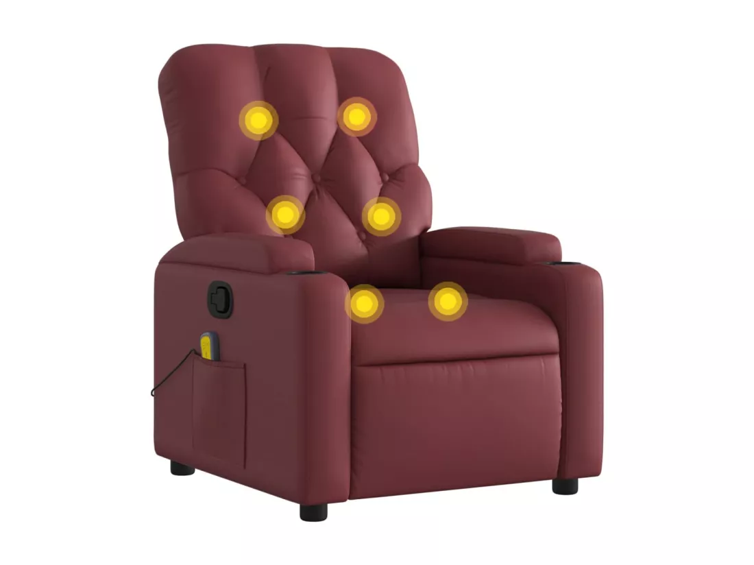 Fauteuil massant inclinable Rouge bordeaux Similicuir