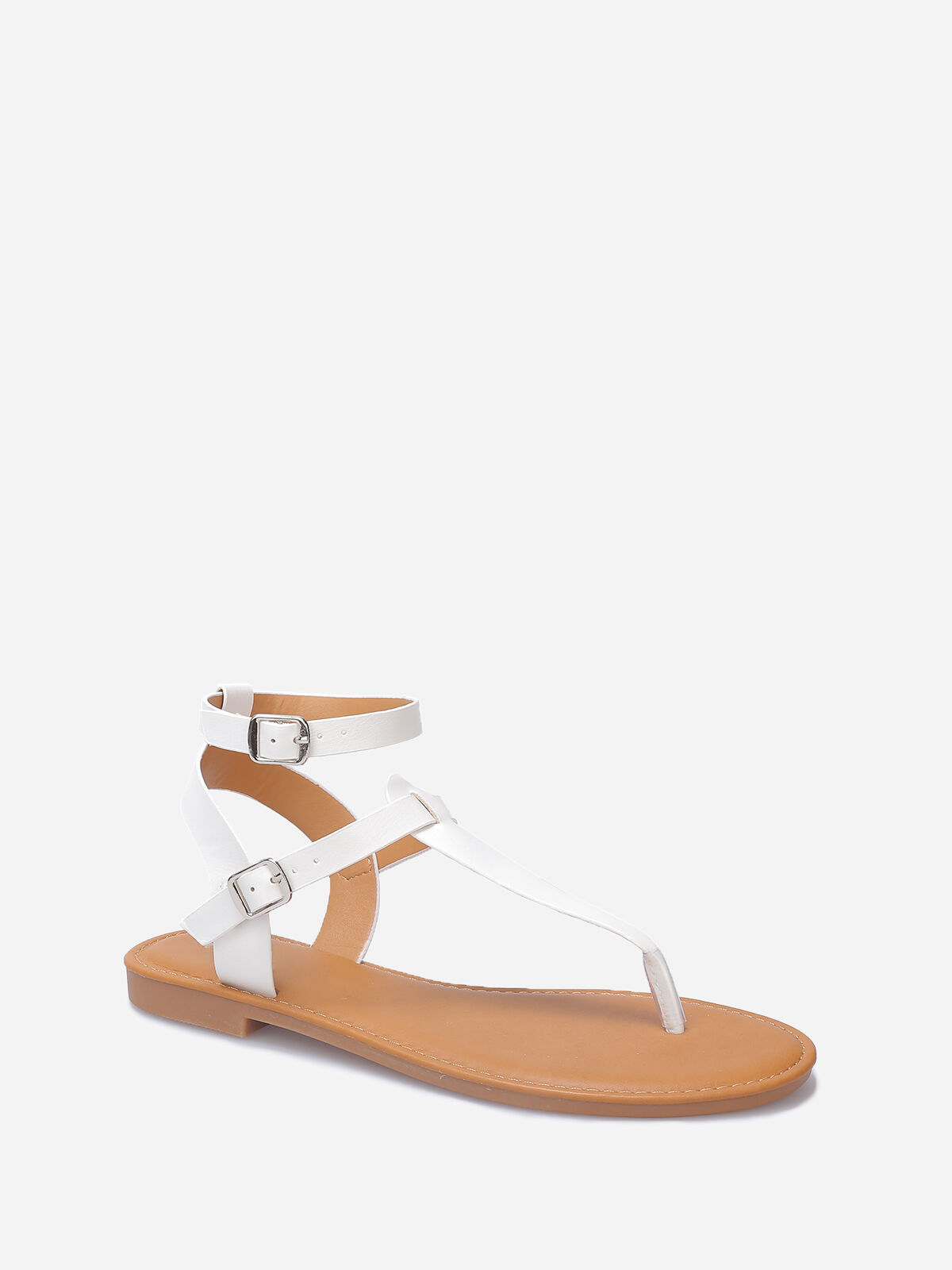 Nu-pieds à brides en simili- Blanc