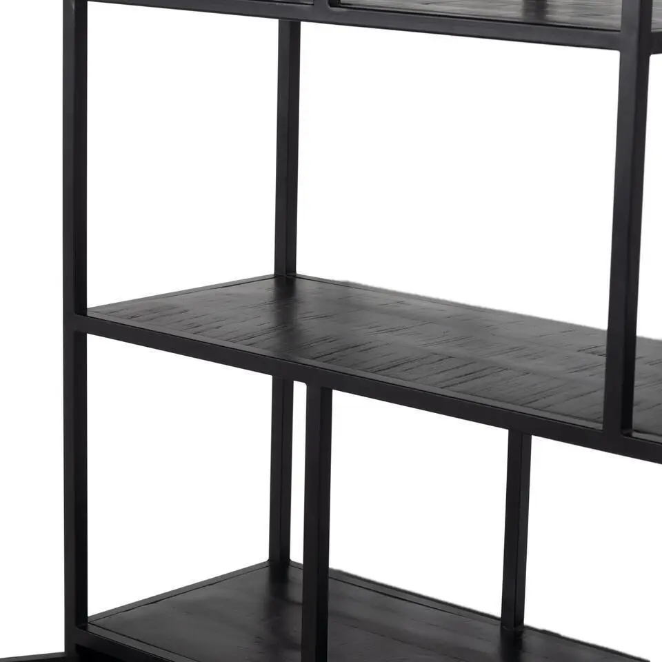 Vakkenkast Zwart Mangohout - 110x210cm - Kast Brooke XL