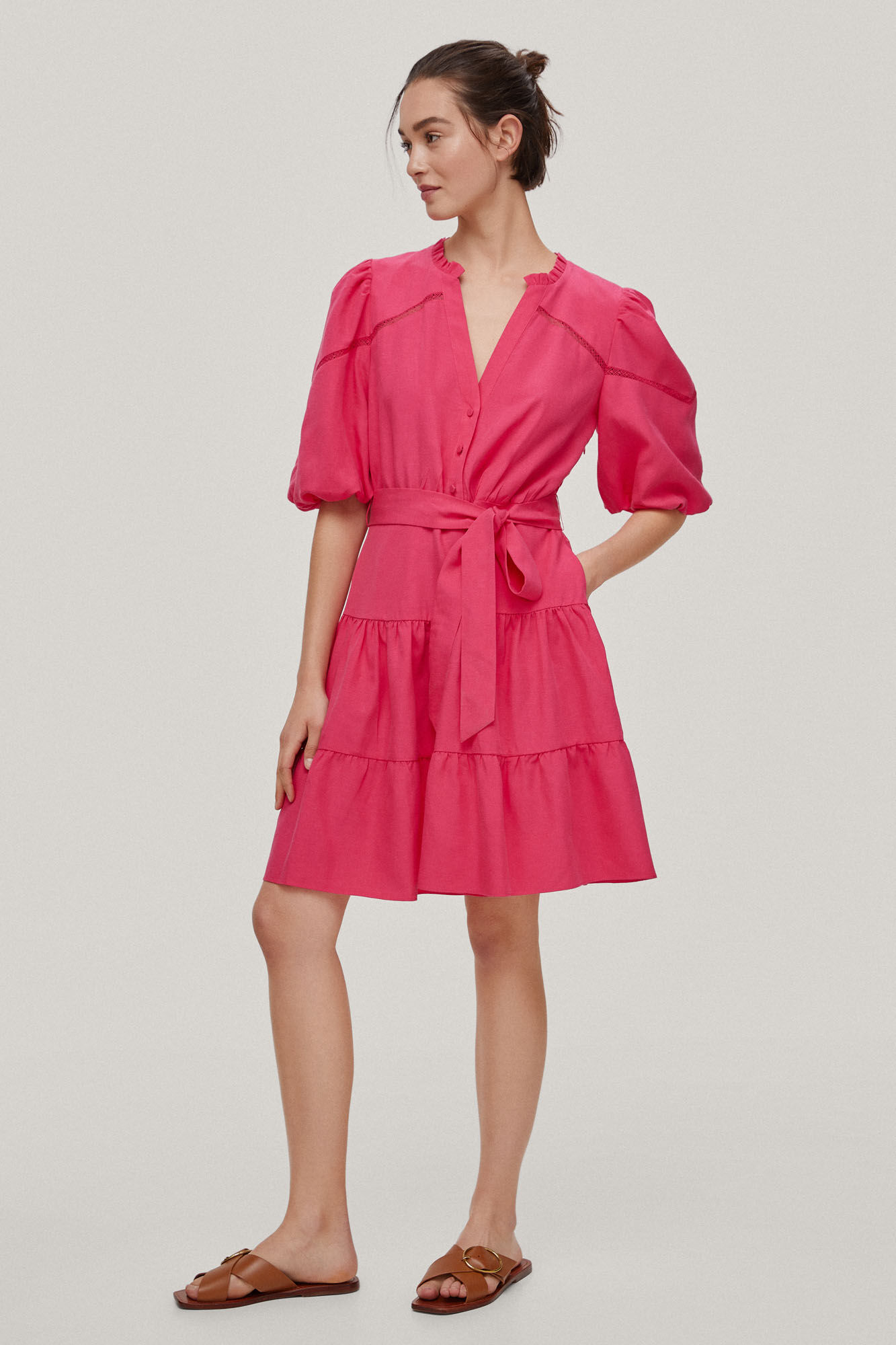Vestido justo, com costura estilo mangá - Rosa