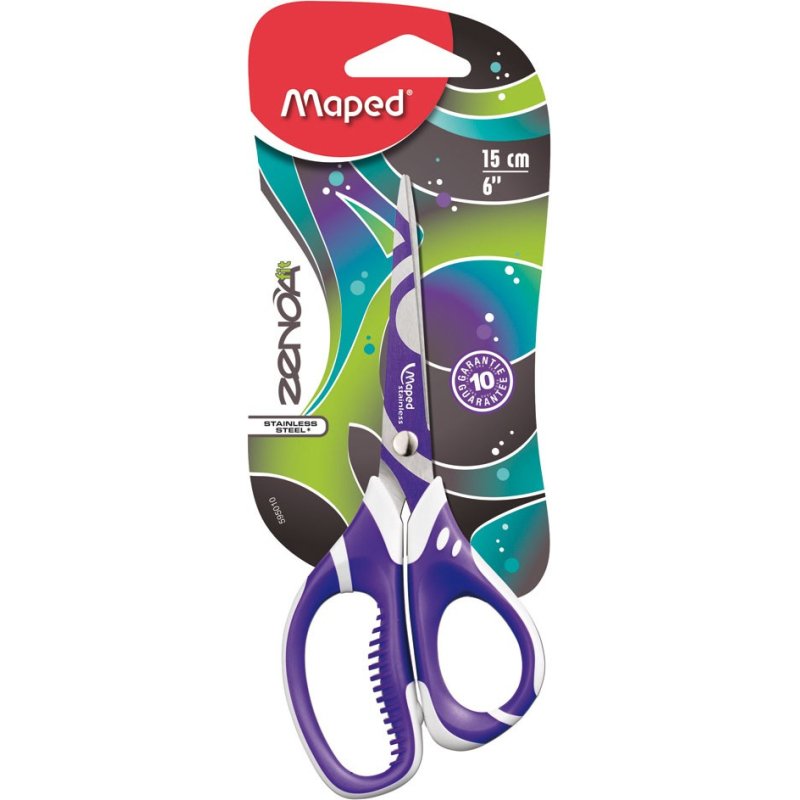 Ciseaux droitiers bouts pointus Maped Zenoa Sensitiv Fit 15 cm