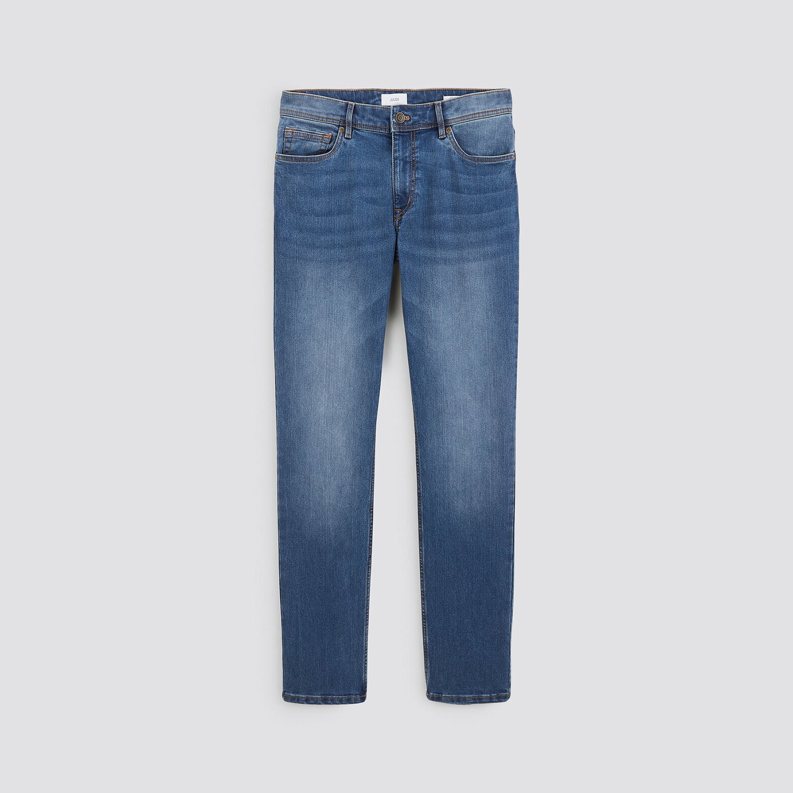 Jean regular en coton et polyester recyclés Bleu