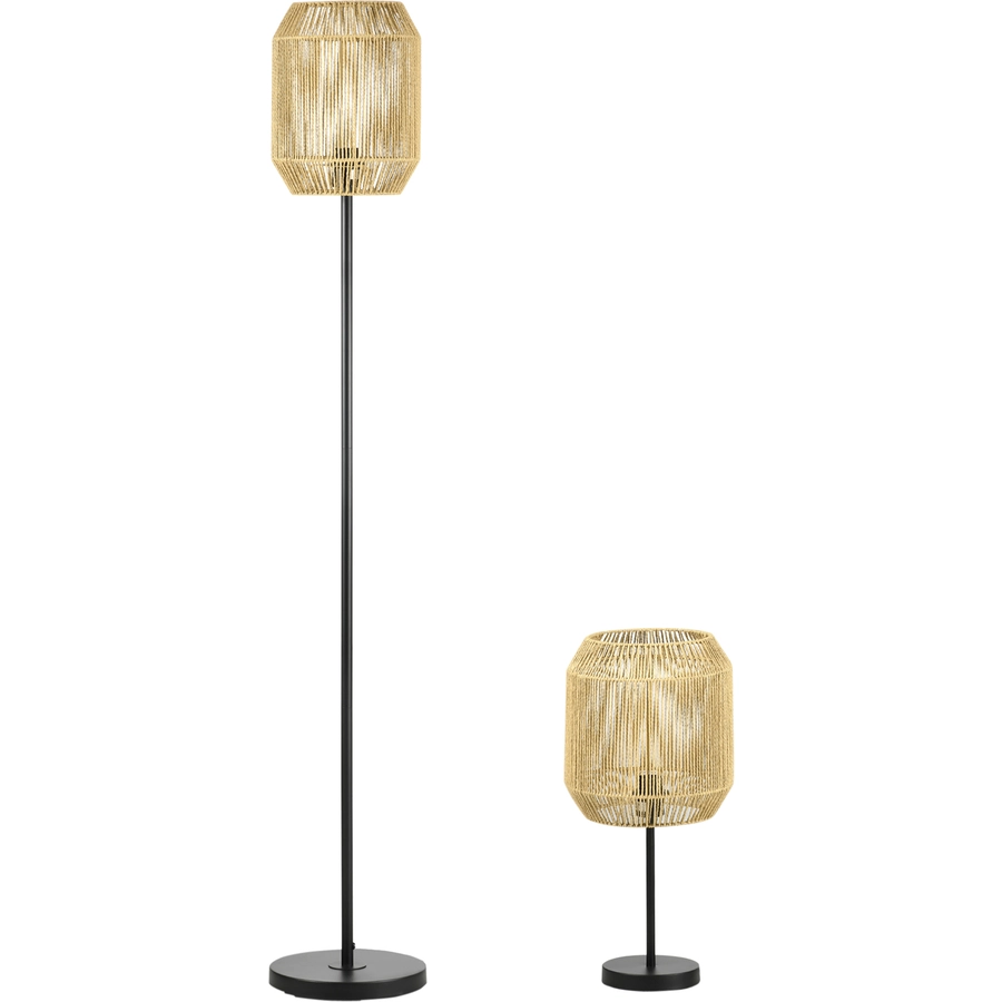 HOMCOM Stehlampen-Set mit E27 Fassung schwarz, beige