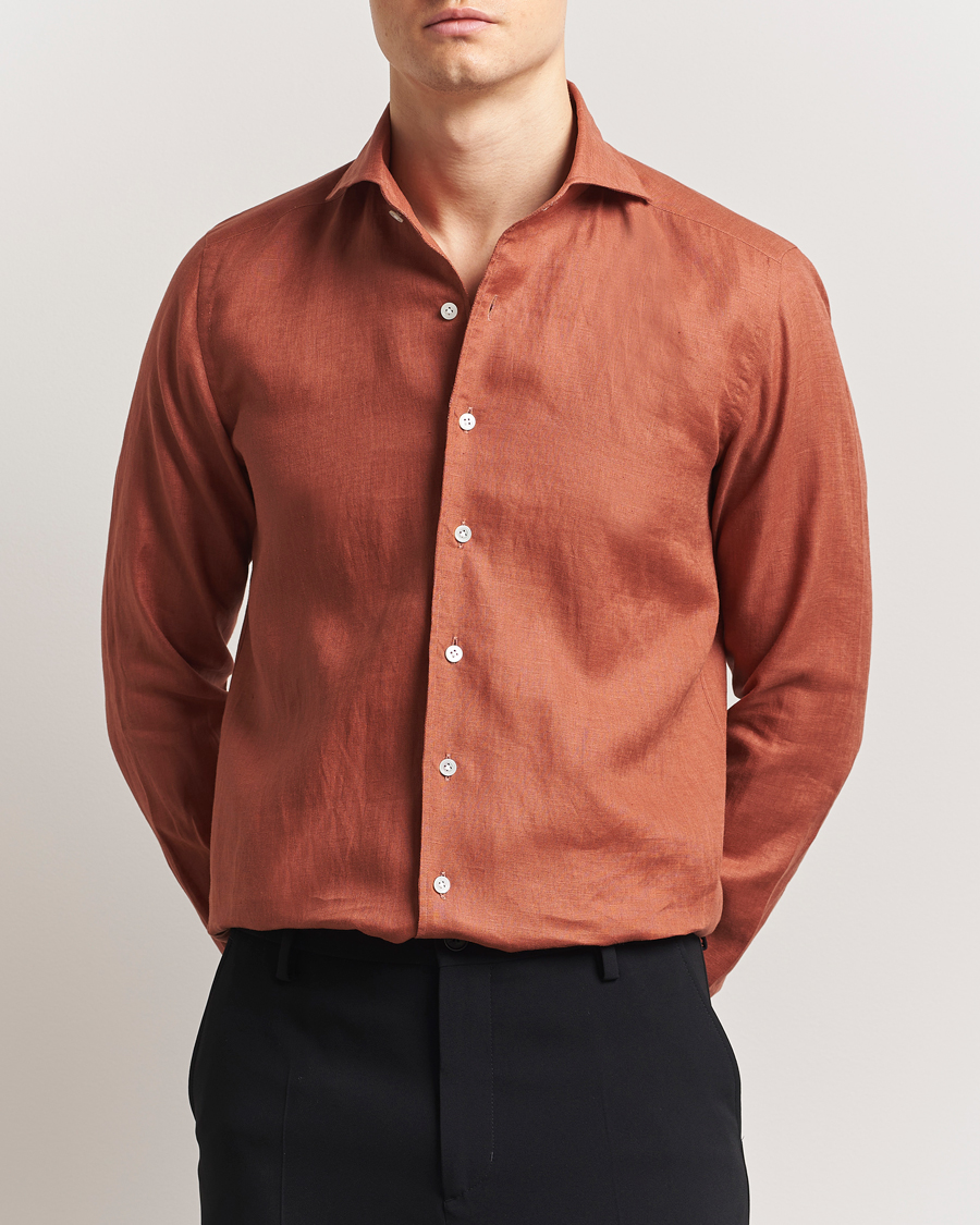 100Hands Cut Away Linen Shirt Rust