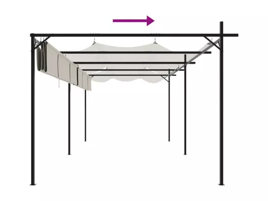 Pergola avec toit rétractable crème 589x292x230 cm
