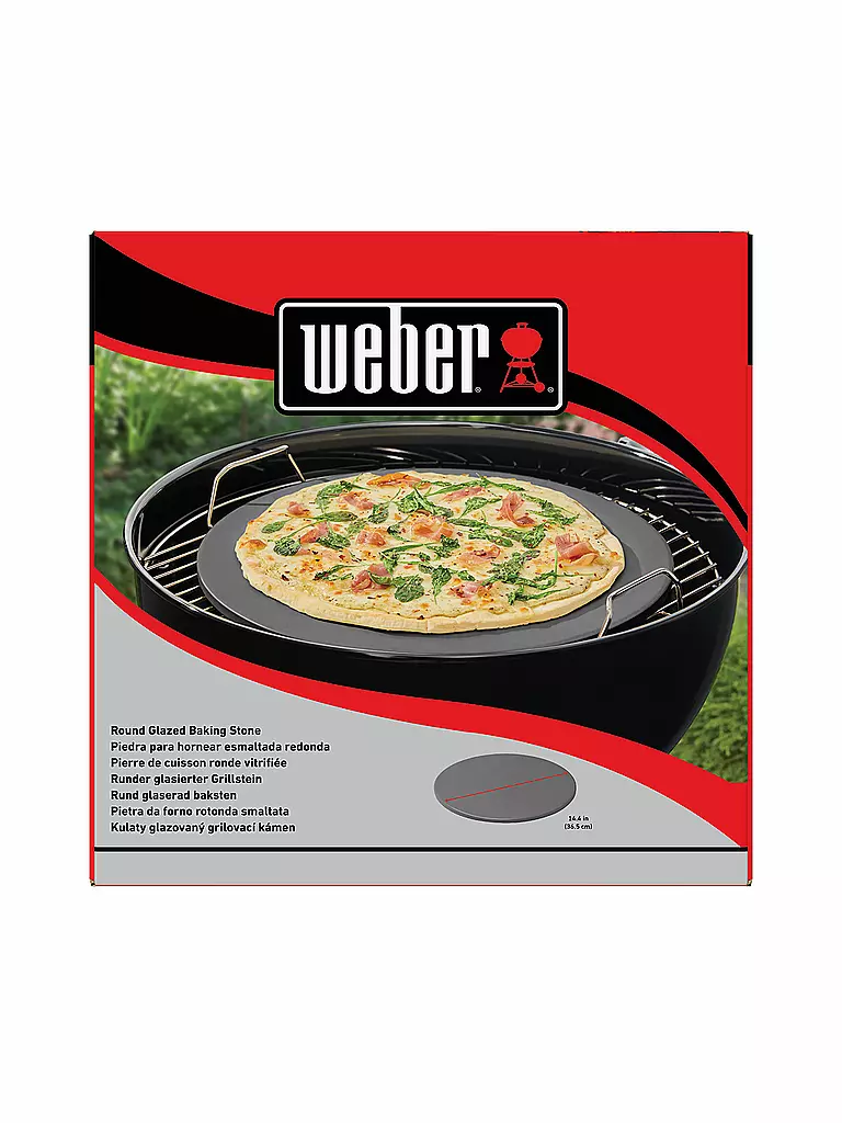 WEBER GRILL Pizzastein glasiert rund 36cm Keramik Schwarz schwarz