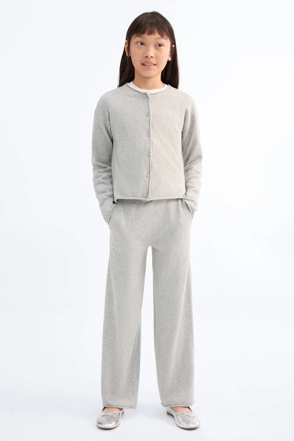 Mango Kids casual broek lichtgrijs