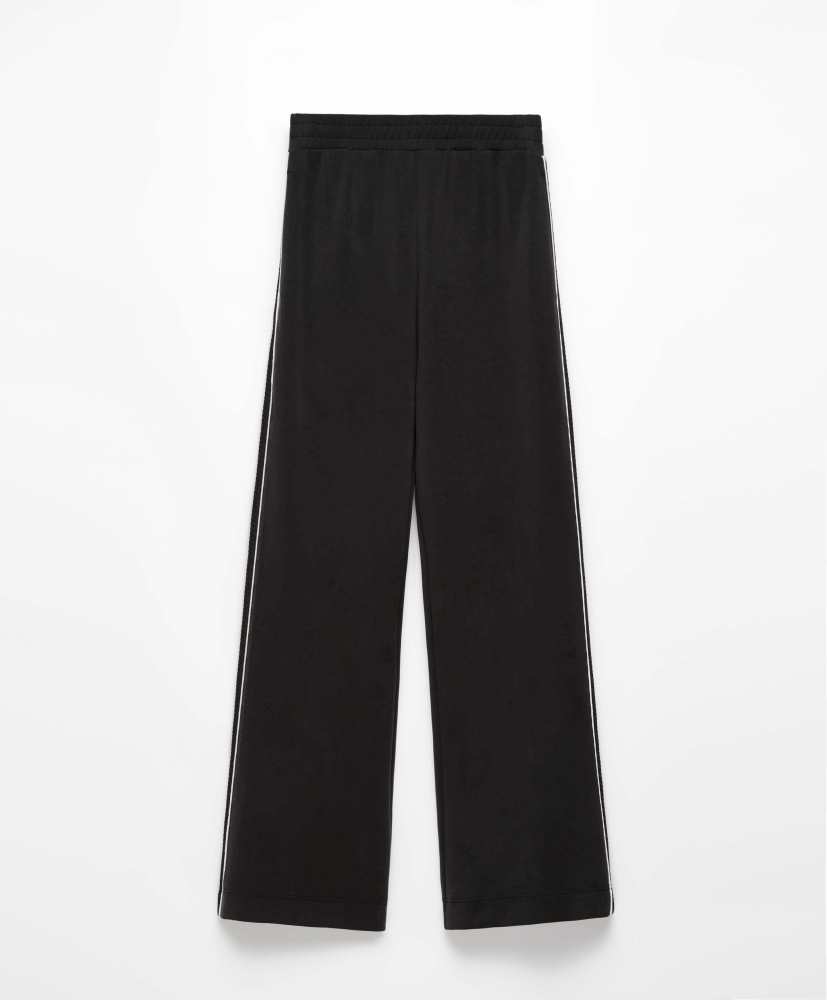 Calça flare em modal com aplique lateral
