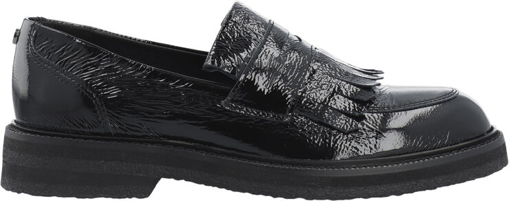 Cashott CASBETTY Loafer w. Fringes Patent Leather Black