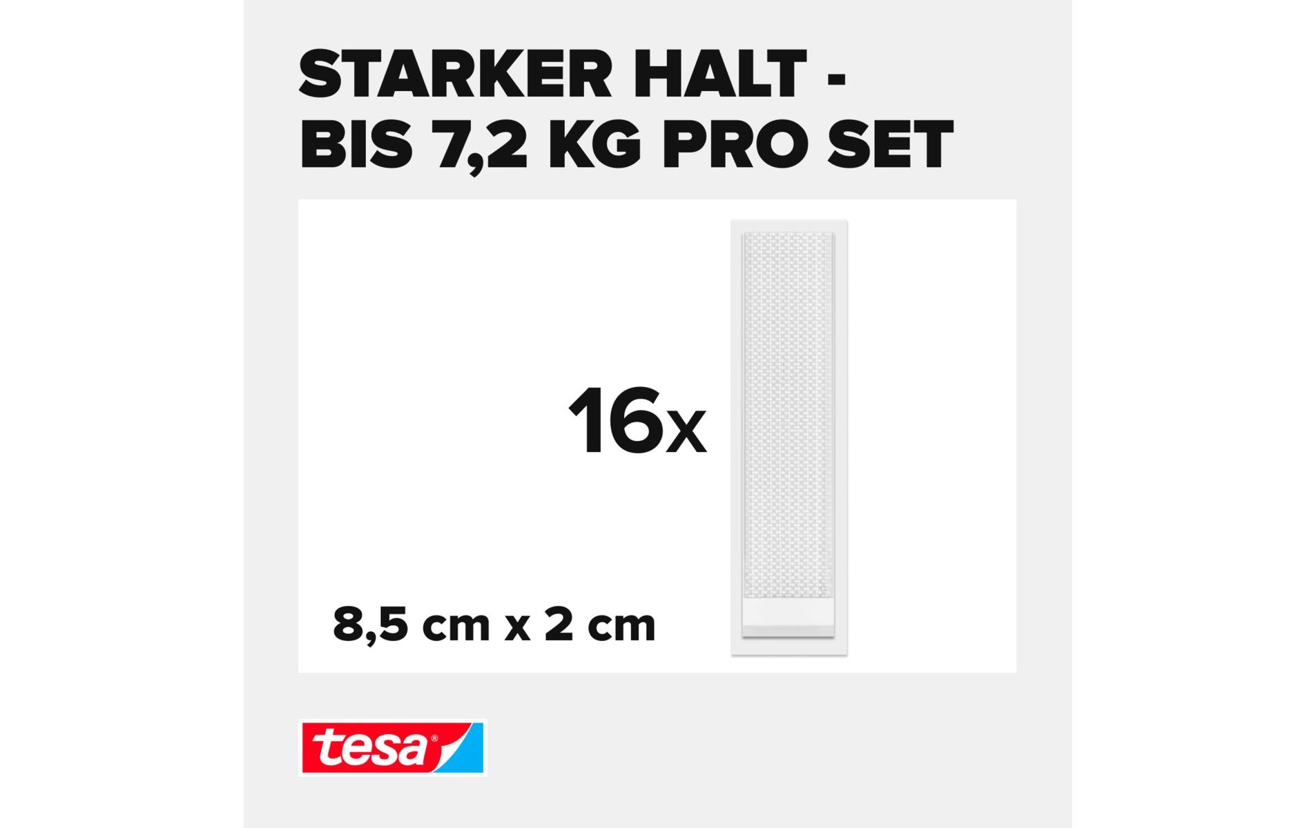 Montagestreifen Powerstrips CLICK Large 16 Paar, 7.2 kgKlett-Klebepads zum An- und Abklicken von Bilderrahmen und Wanddekorationen ohne Bohren