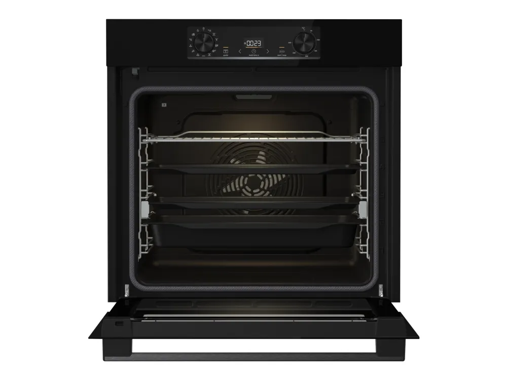 Gorenje Essential BPS6737E14BG - Ovn - med dampfunktion - til indbygning - niche - bredde: 56 cm - dybde: 55 cm - højde: 59 cm - med selv-rengøring - Klasse A  - sort