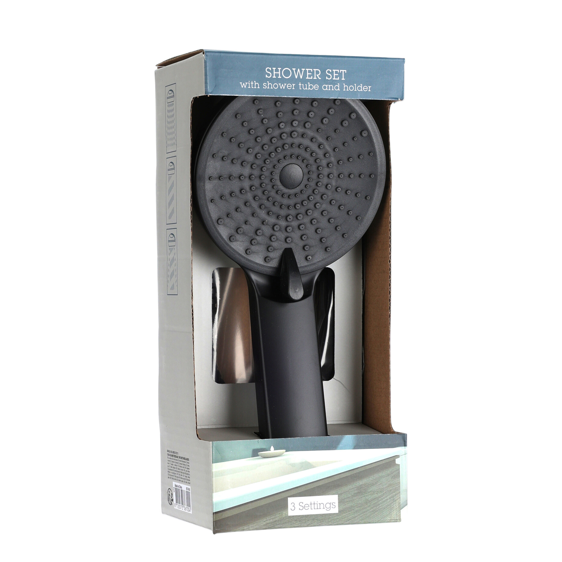 Duschbrause 11 cm mit Schlauch schwarz