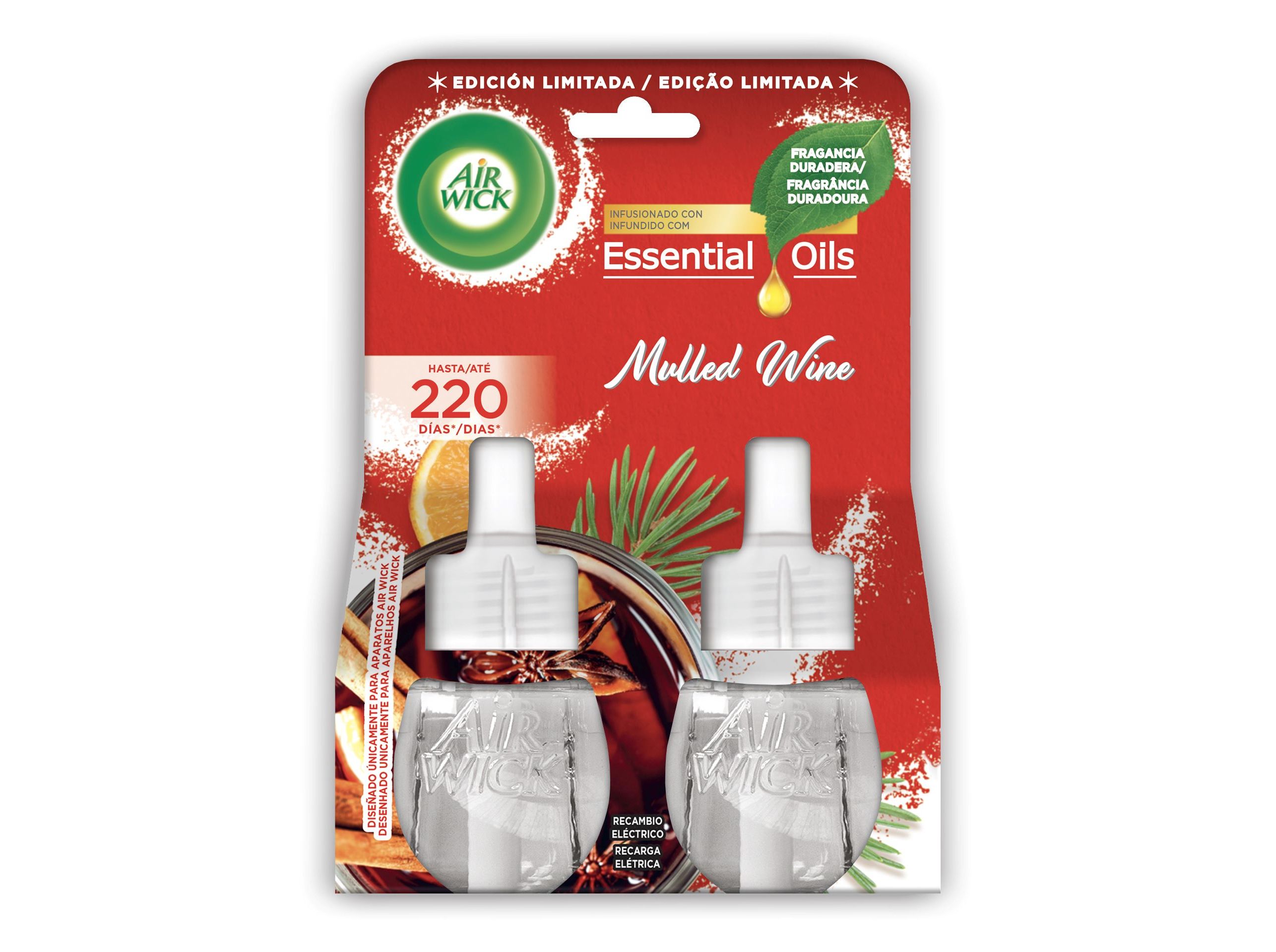 AMBIENTADOR ELÉTRICO AIRWICK RECARGA MULLED WINE 2X19ML