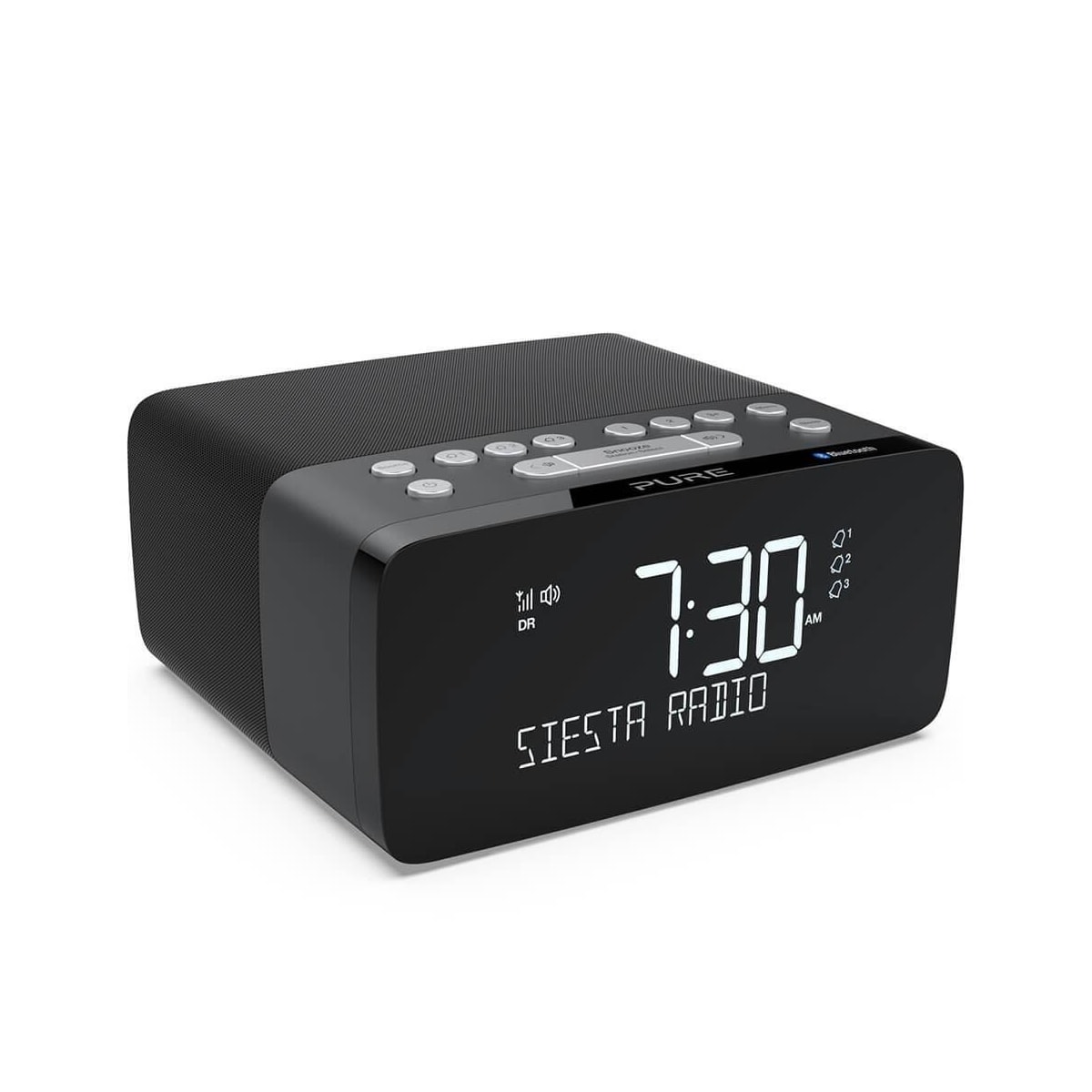 PURE FM/DAB/DAB+/BT/Qi Siesta Charge Klokkeradio Grafit