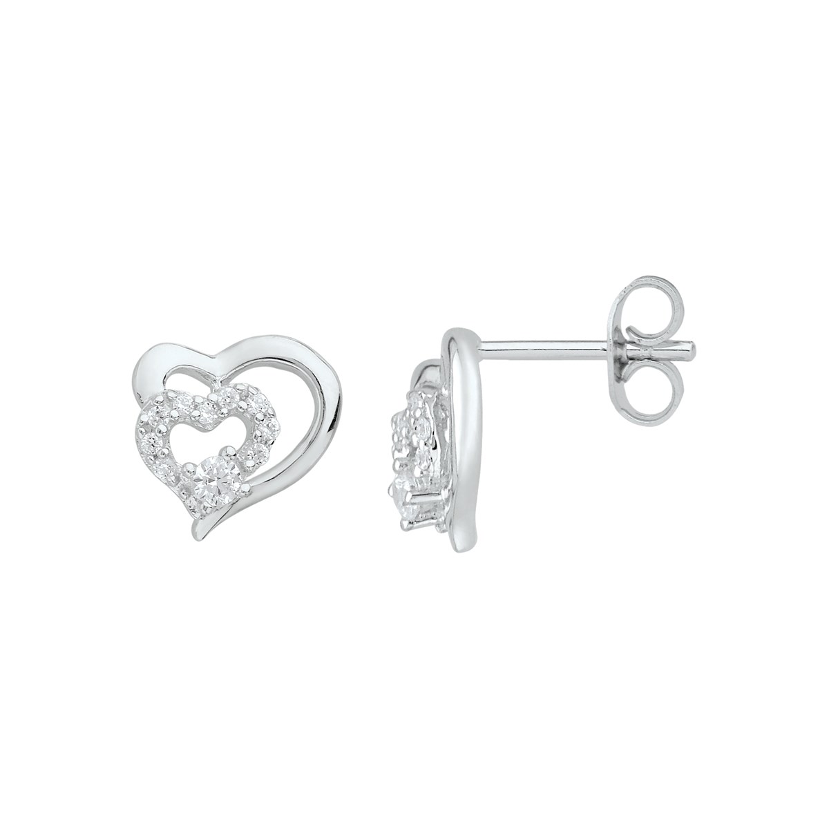Boucles d'oreilles puces en Argent avec oxyde de zirconium blanc