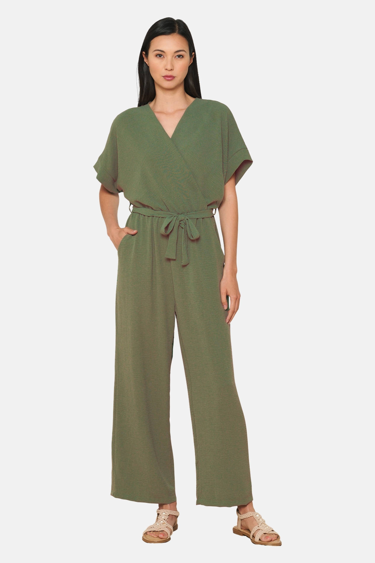 LOLALIZA rechtvallende jumpsuit kaki