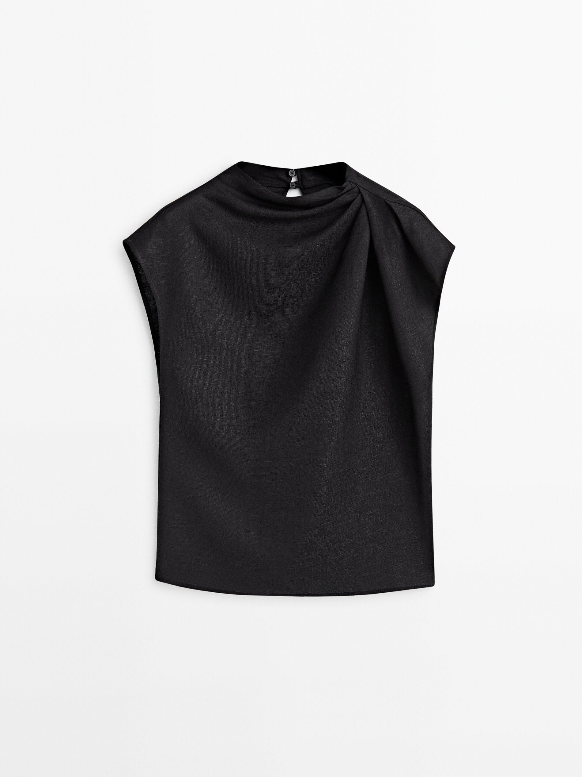 Blusa com ombros drapeados - PRETA